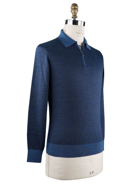 Cesare Attolini Cesare Attolini Blue Cashmere Silk Sweater Polo Blue 001