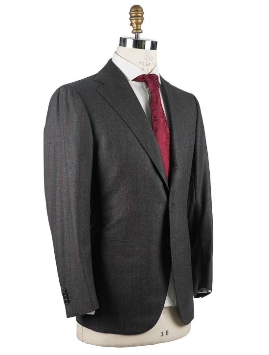 Cesare Attolini Cesare Attolini Gray Burgundy Wool 120's Cashmere Suit Gray / Burgundy 001