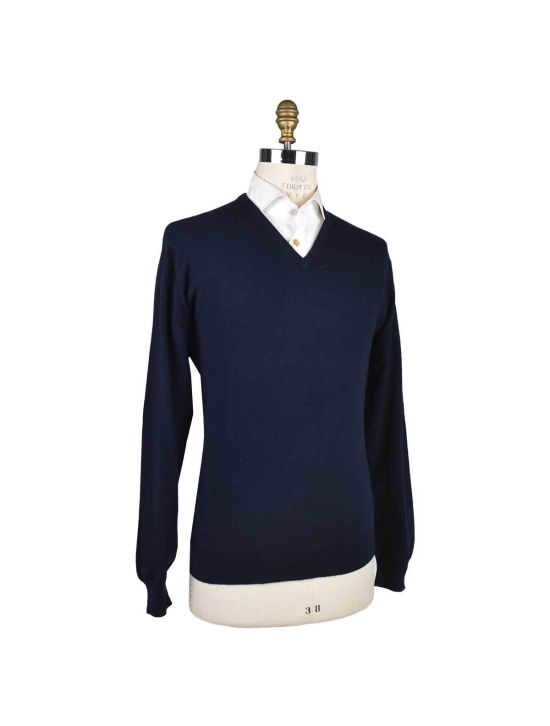 Cesare Attolini Cesare Attolini Blue Cashmere Sweater V-Neck Blue 001