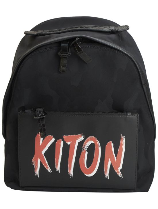 Kiton Kiton Black Leather Crocodile Pa Backpack Black 000