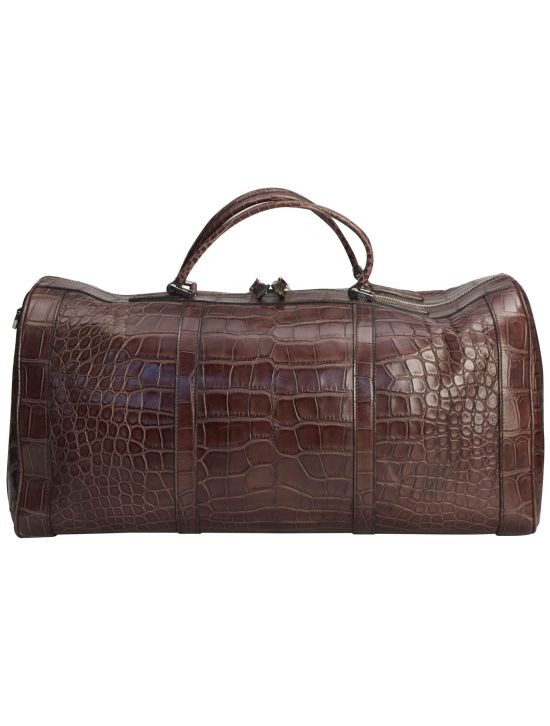 Kiton Kiton Brown Leather Crocodile Travelbag Brown 001