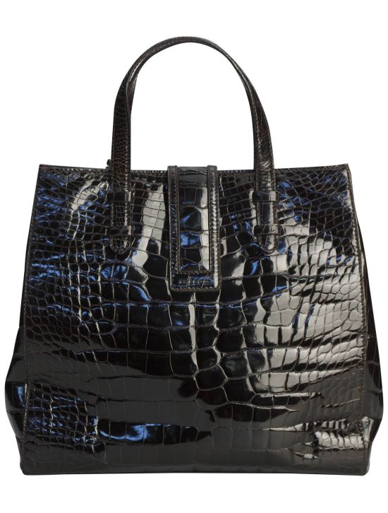 Kiton Kiton Black Leather Crocodile Bag Black 001