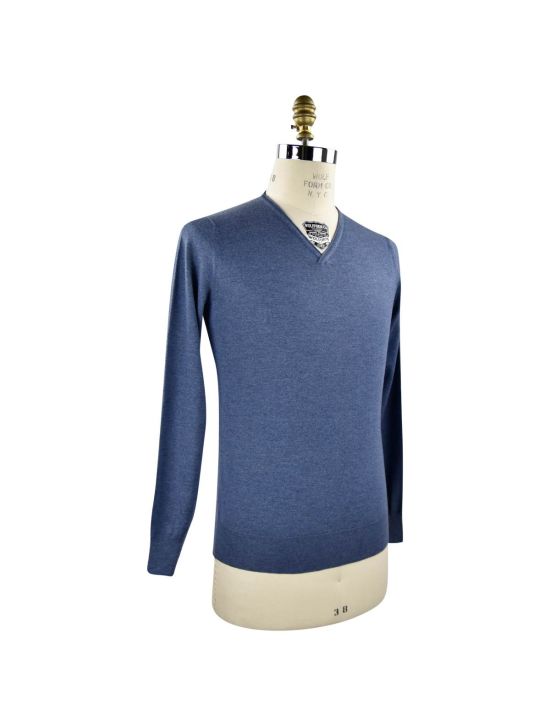 Barba Napoli BARBA NAPOLI Blue Virgin Wool V-neck Sweater Blue 001