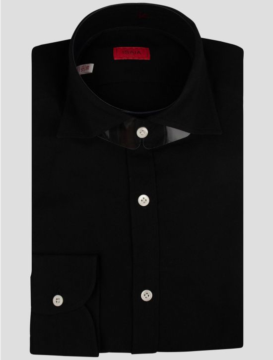 Isaia Isaia Black Cotton Cashmere Shirt Black 000
