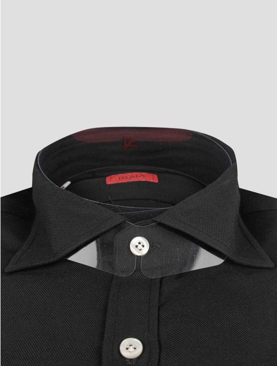 Isaia Isaia Black Cotton Cashmere Shirt Black 001