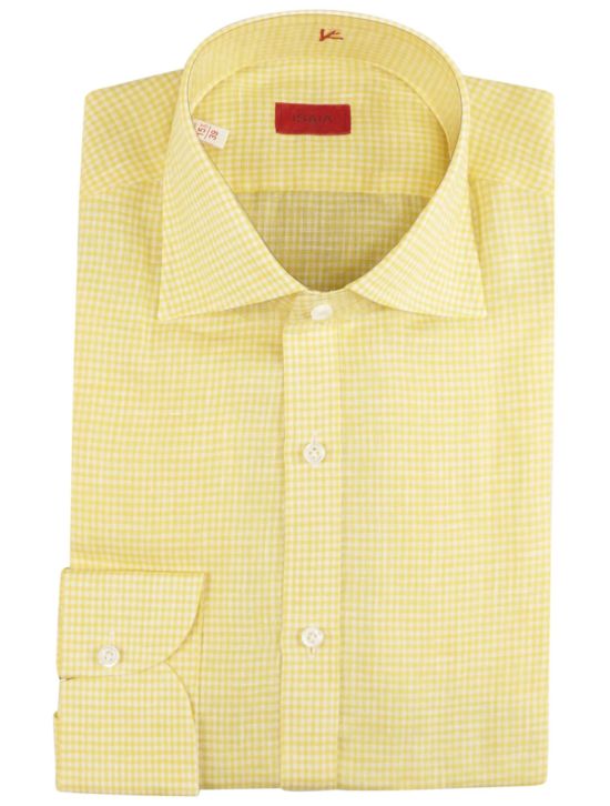 Isaia Isaia Yellow White Linen Shirt Yellow / White 000