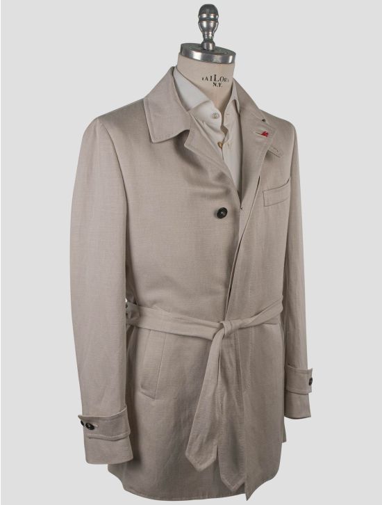 Isaia Isaia Gray Linen Silk Cashmere Coat Gray 001