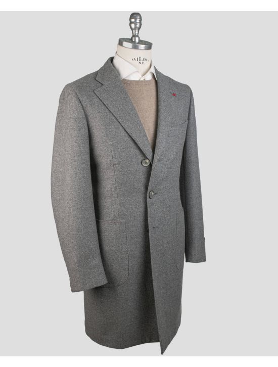 Isaia Isaia Gray Wool Cashmere Overcoat Gray 001