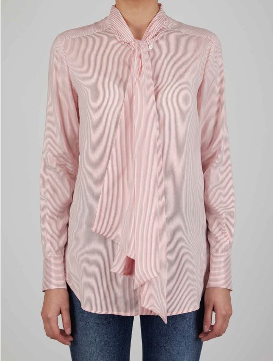 Kiton Kiton Pink White Silk Shirt Pink / White 000