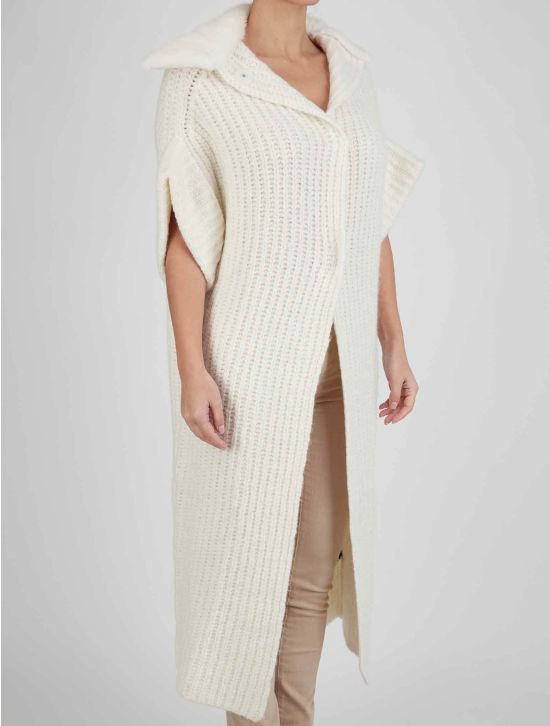 Kiton Kiton White Cashmere Silk Collar Mink Sweater Cardigan White 001