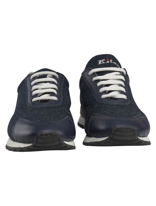 Kiton Kiton Blue Leather Sneakers Blue 001