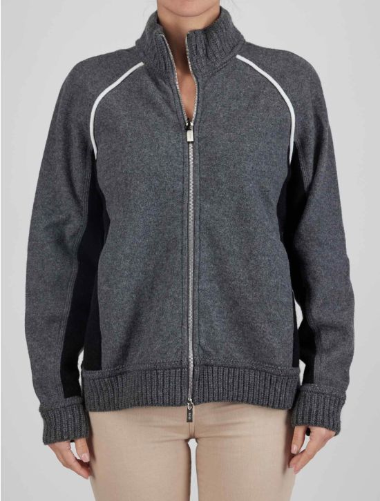 Kiton Kiton Gray Cotton Silk Sweater Full Zip Gray 000
