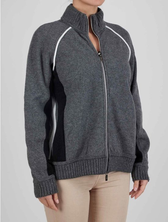 Kiton Kiton Gray Cotton Silk Sweater Full Zip Gray 001