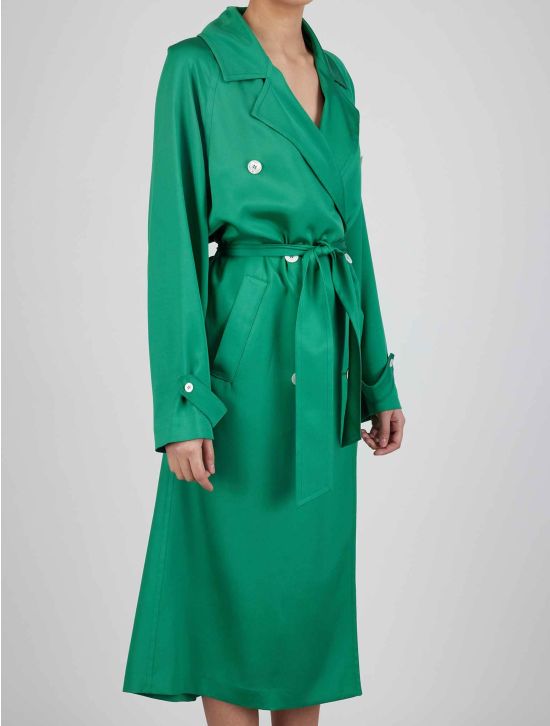 Kiton Kiton Green Silk Ea Overcoat Green 001