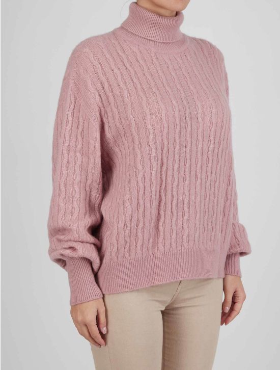 Kiton Kiton Pink Cashmere Silk Sweater Turtleneck Pink 001