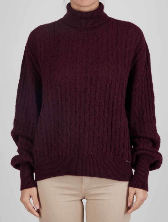 Kiton Kiton Burgundy Cashmere Silk Sweater Turtleneck Burgundy 000