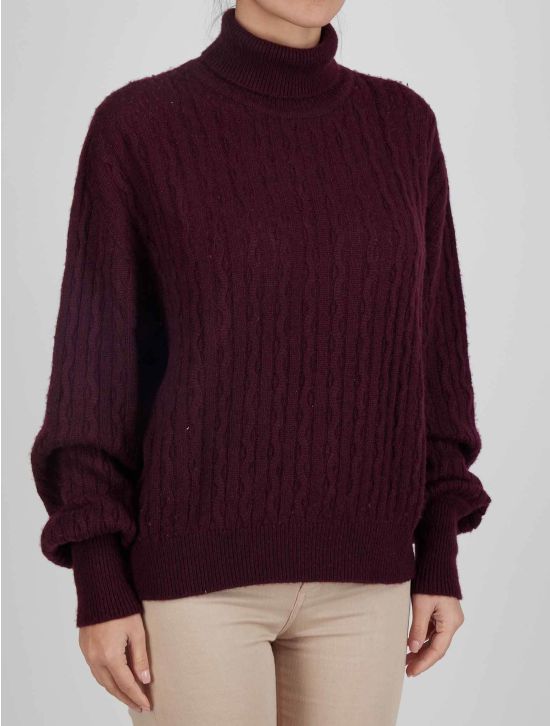 Kiton Kiton Burgundy Cashmere Silk Sweater Turtleneck Burgundy 001