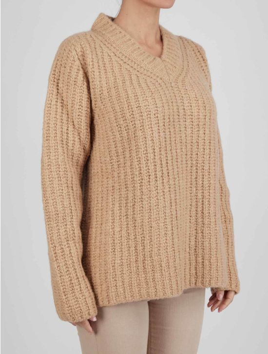 Kiton Kiton Beige Cashmere Silk Sweater V-Neck Beige 001