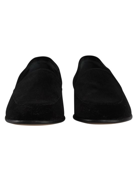 Kiton Kiton Black Leather Suede Loafers Black 001