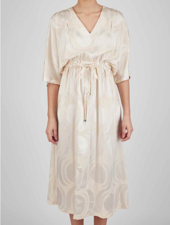 Kiton Kiton Beige White Silk Dress White / Beige 000