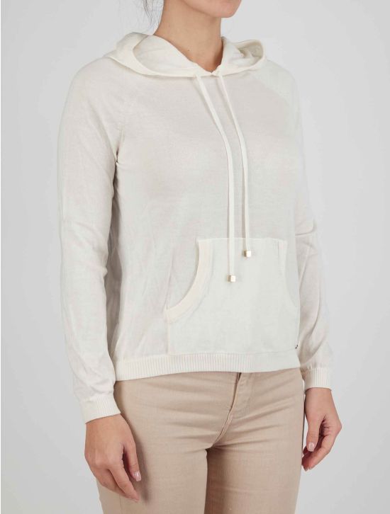 Kiton Kiton White Cashmere Silk Sweater Hood White 001