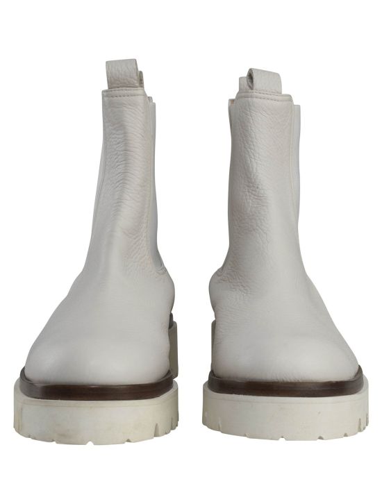 Kiton Kiton White Leather Boots White 001