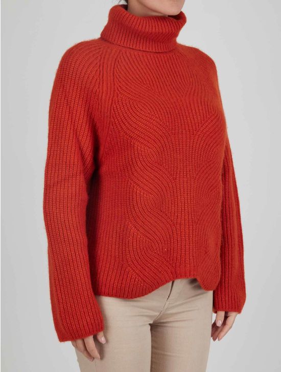 Kiton Kiton Orange Cashmere Silk Sweater Turtleneck Orange 001