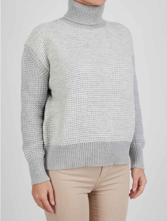 Kiton Kiton Gray White Cashmere Sweater Turtleneck Gray / White 001