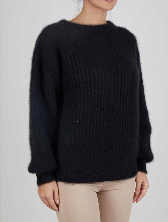 Kiton Kiton Black Cashmere Silk Sweater Crewneck Black 001