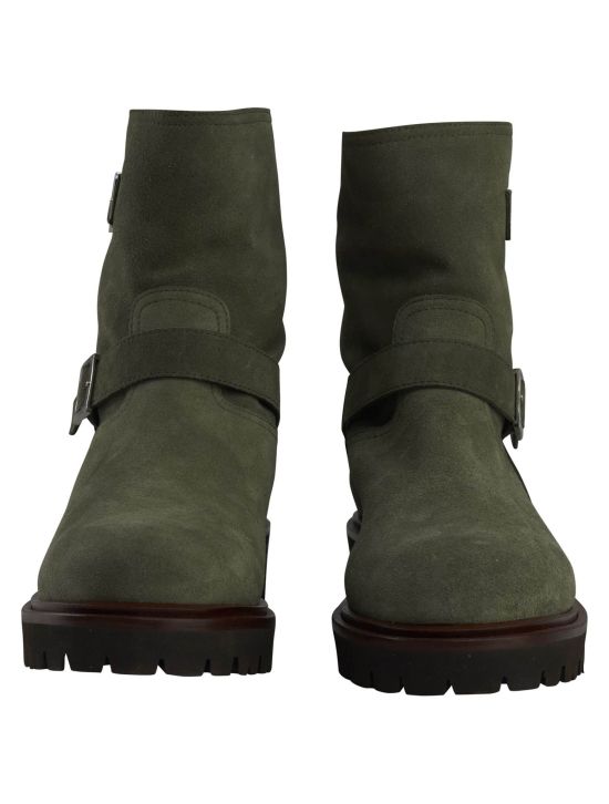 Kiton Kiton Green Leather Suede Boots Green 001
