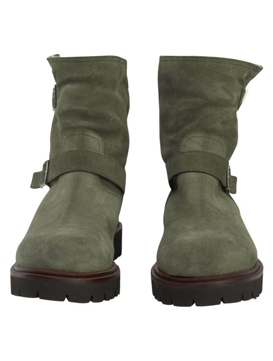 Kiton Kiton Green Leather Suede Boots Green 001