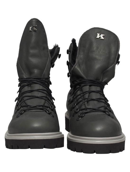 Kiton Kiton Gray Leather Boots Gray 001