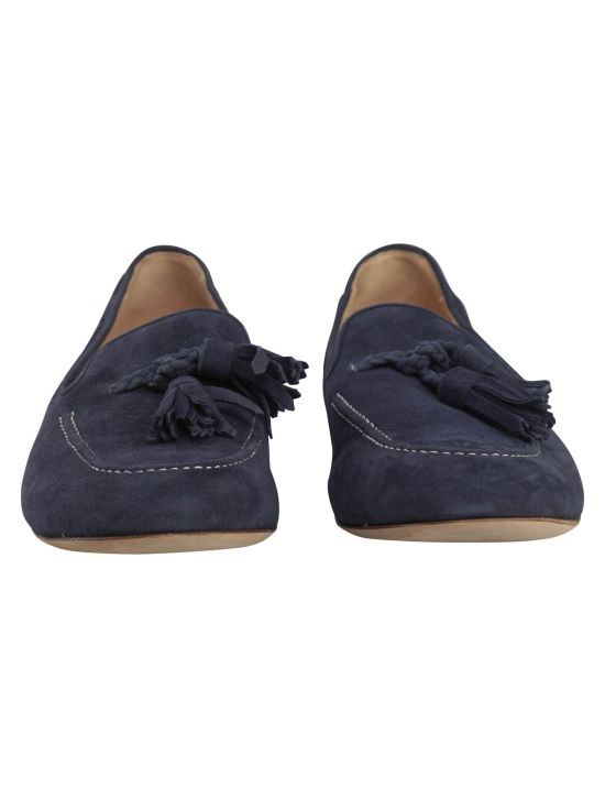 Kiton Kiton Blue Leather Suede Loafers Blue 001