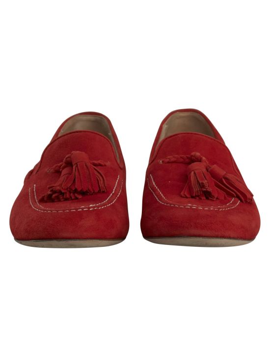 Kiton Kiton Red Leather Suede Loafers Red 001