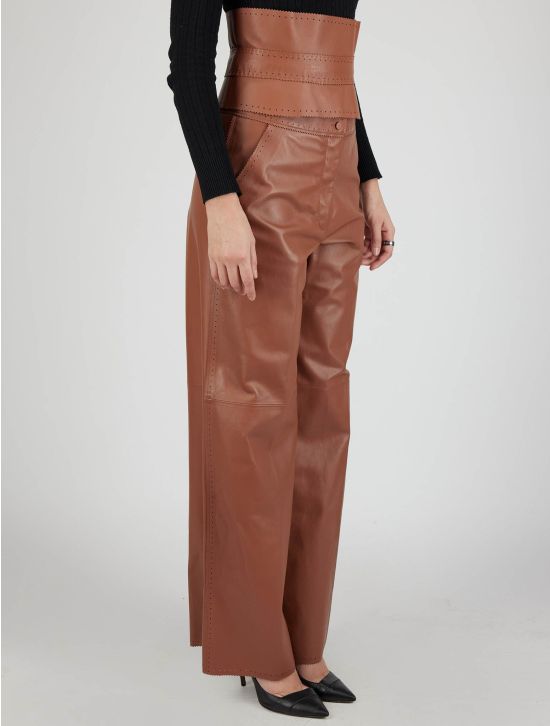 Kiton Kiton Brown Leather Pants Brown 001
