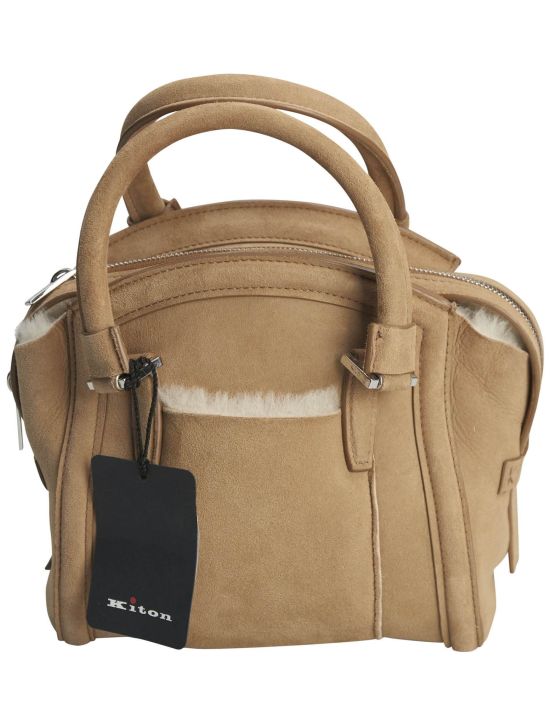 Kiton Kiton Beige Leather Suede and Shearling Bag Beige 001