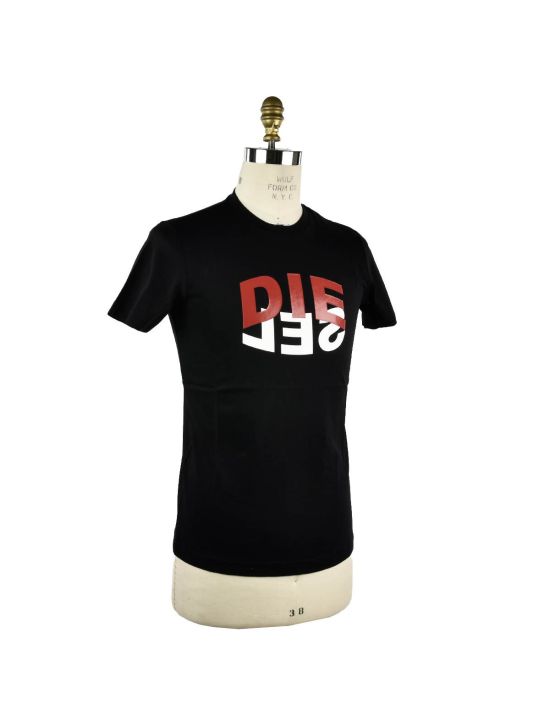 Diesel DIESEL Black Patterned Cotton T-shirt T-DIEGOS-N22 Black 001