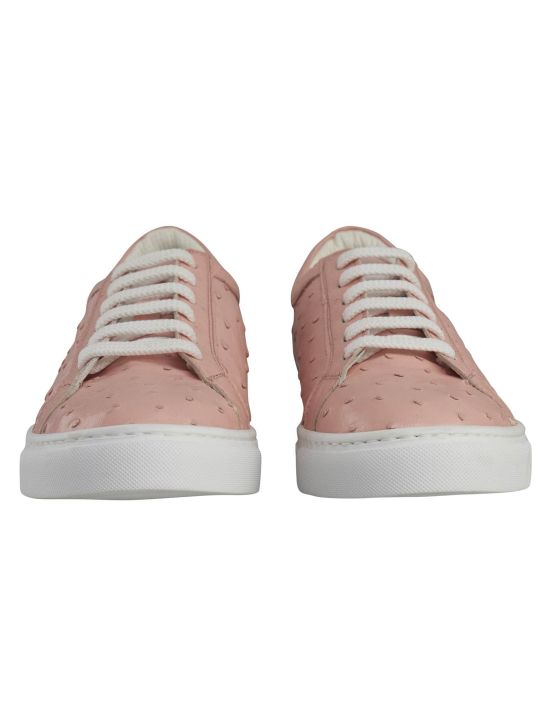 Kiton Kiton Pink Leather Ostrich Sneakers Pink 001