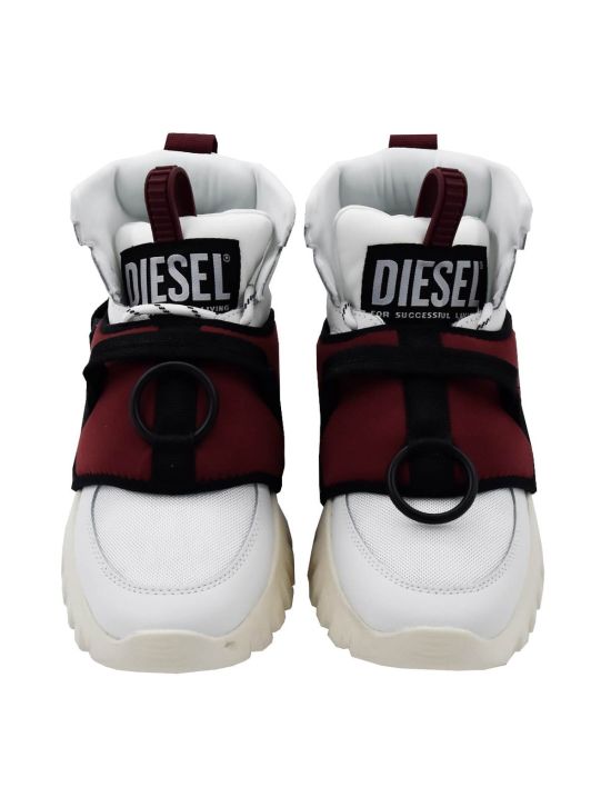 Diesel DIESEL White Leather Pl Shoes S-SHARQUEZ MID White 001