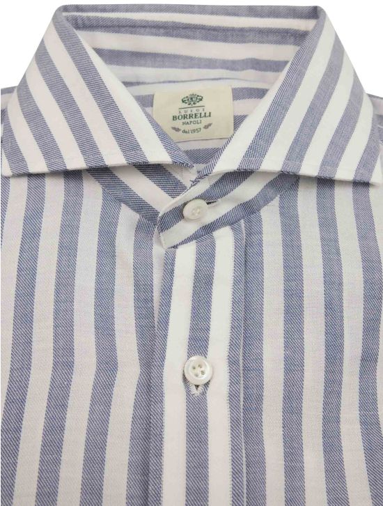 Luigi Borrelli Luigi Borrelli Blue White Cotton Linen Shirt Blue / White 001