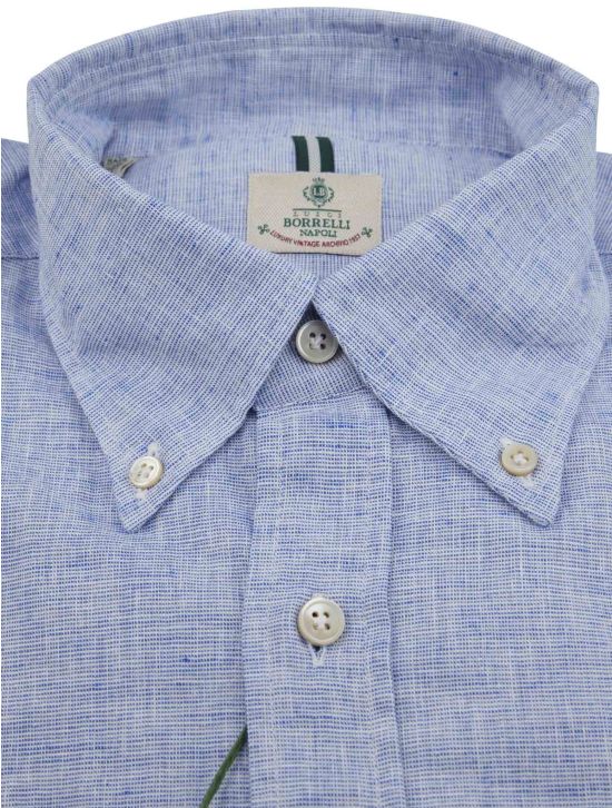 Luigi Borrelli Luigi Borrelli Light Blue Cotton Linen Shirt Light Blue 001