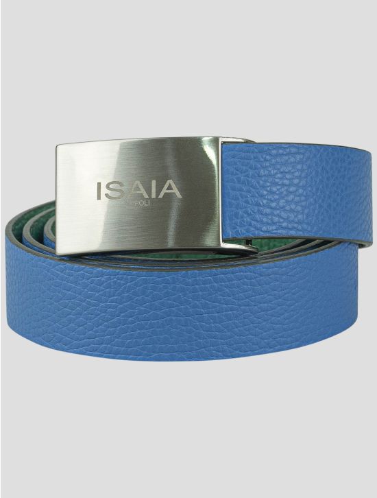 Isaia Isaia Blue Green Leather Reverse Belt Green / Blue 000