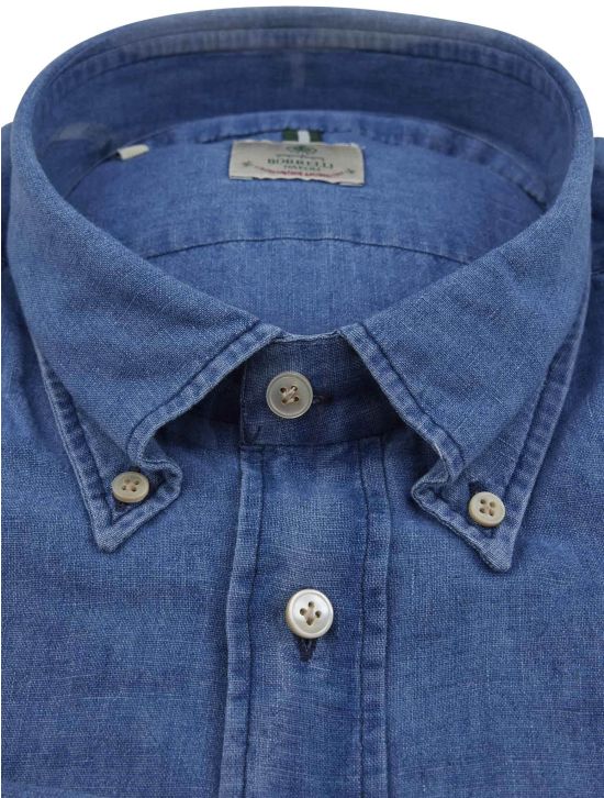 Luigi Borrelli Luigi Borrelli Blue Cotton Linen Shirt Blue 001