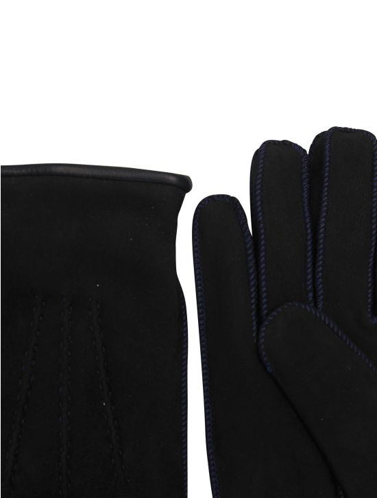 Kiton Kiton Gray Leather Suede Gloves Gray 001