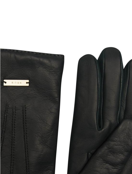 Kiton Kiton Dark Green Leather Gloves Dark Green 001