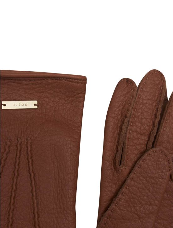 Kiton Kiton Brown Leather Gloves Brown 001