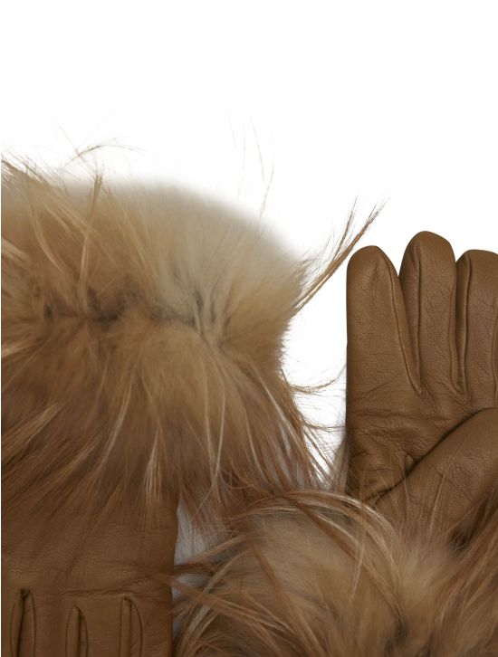 Kiton Kiton Beige Leather With Fur Gloves Beige 001