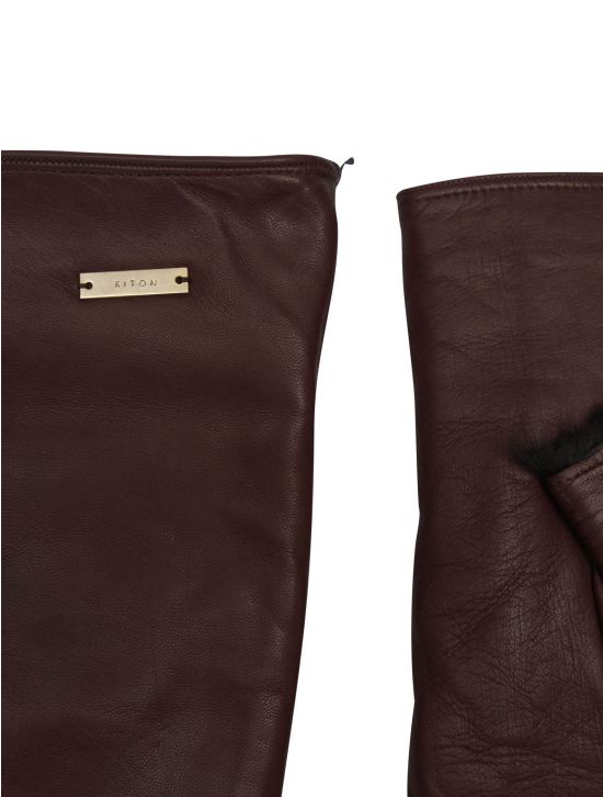 Kiton Kiton Burgundy Leather With Fur Gloves Burgundy 001