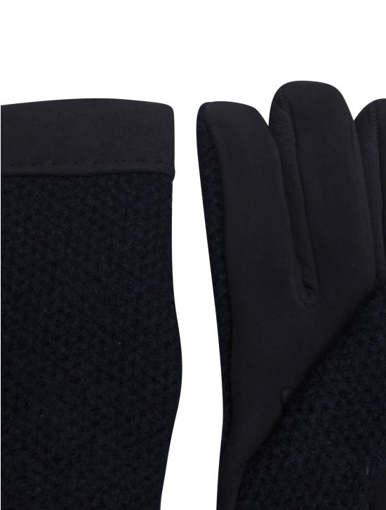 Kiton Kiton Blue Leather Cashmere Gloves Blue 001