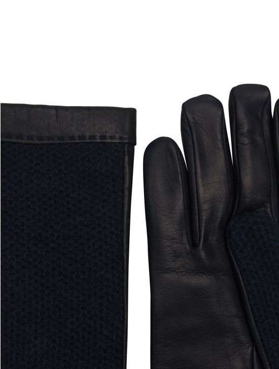 Kiton Kiton Blue Leather Cashmere Gloves Blue 001
